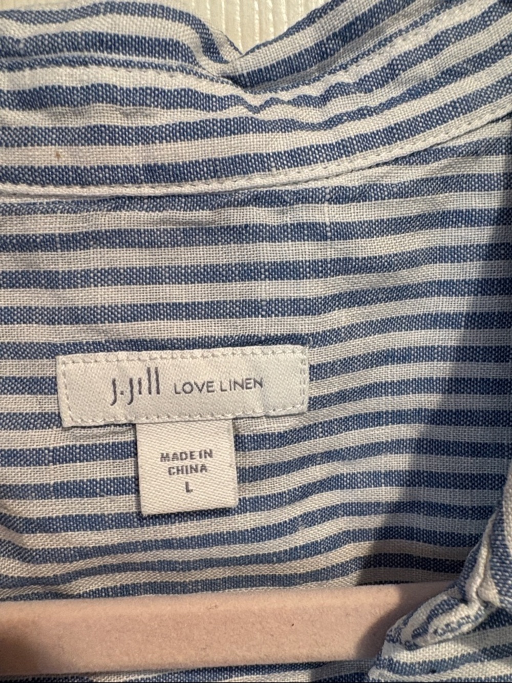 J. Jill Sleeveless Collared Blue Stripe Button-Front 100% Linen Top - Large - Picture 3 of 9